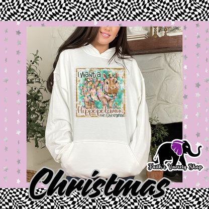 Hippopotamus For Christmas Adult Hoodie