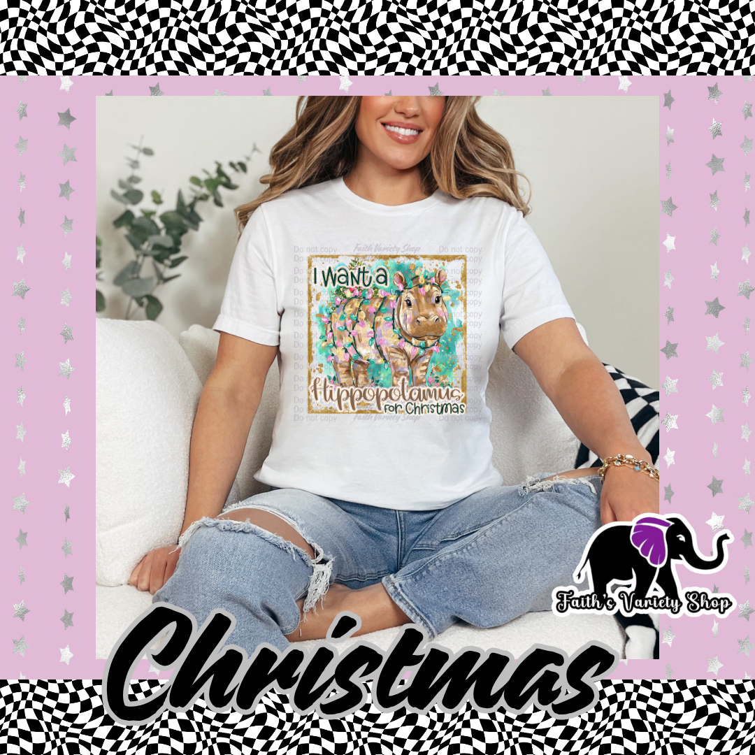 Hippopotamus For Christmas T Shirt