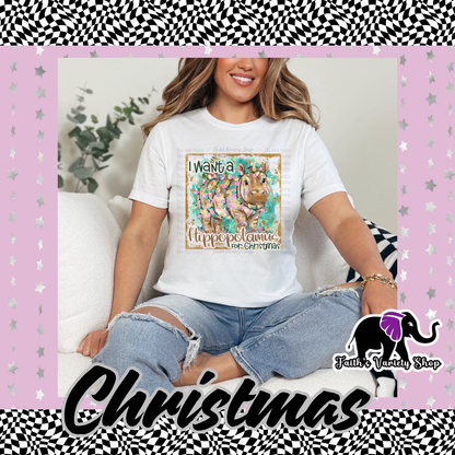 Hippopotamus For Christmas T Shirt