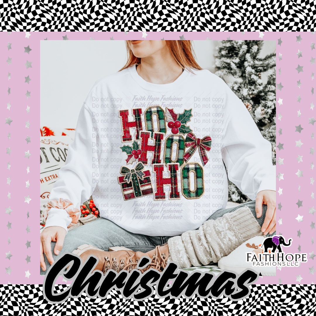 HoHoHo Present and Bow Adult Sweater