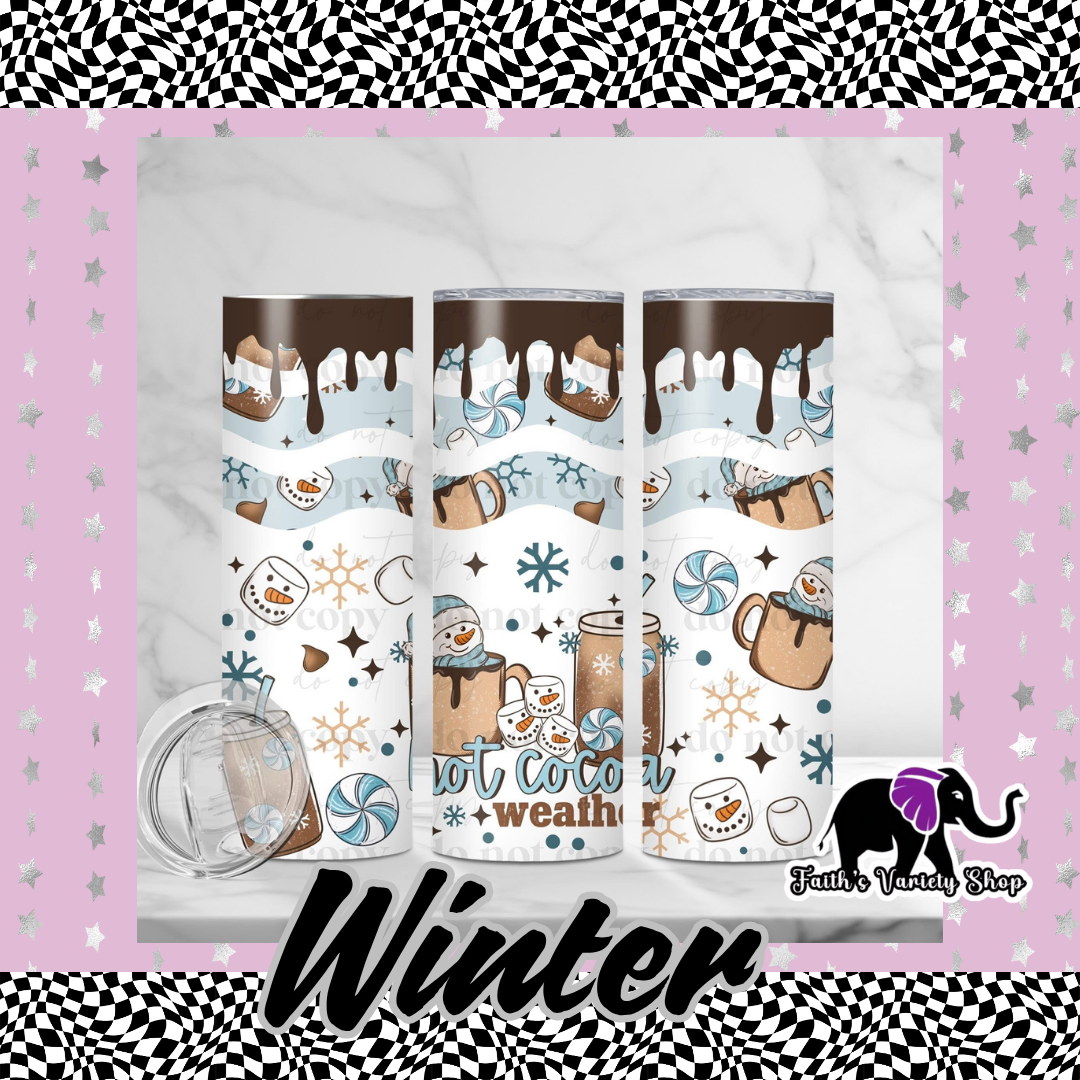 Hot Cocoa Weather Snowman Dripping 20oz Tumbler