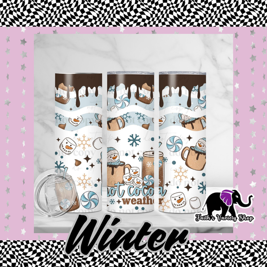 Hot Cocoa Weather Snowman Dripping 20oz Tumbler
