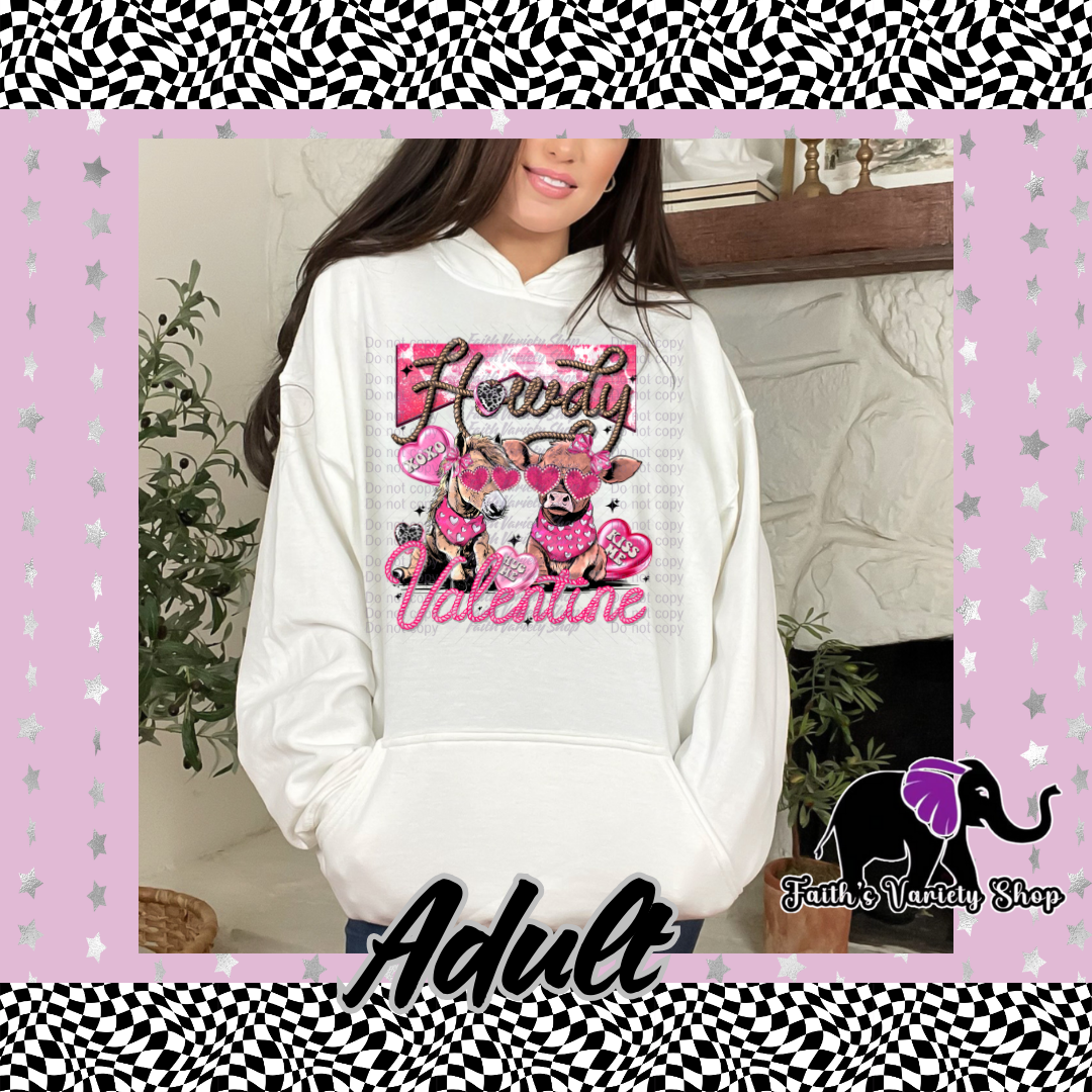 Howdy Valentine Adult Hoodie