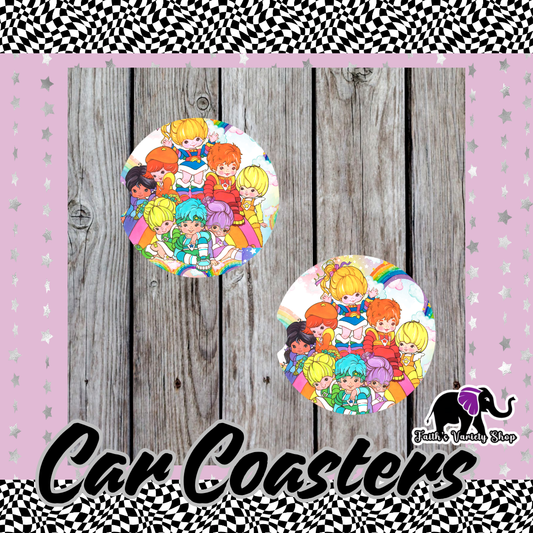 Rainbow and Characters Car Coasters