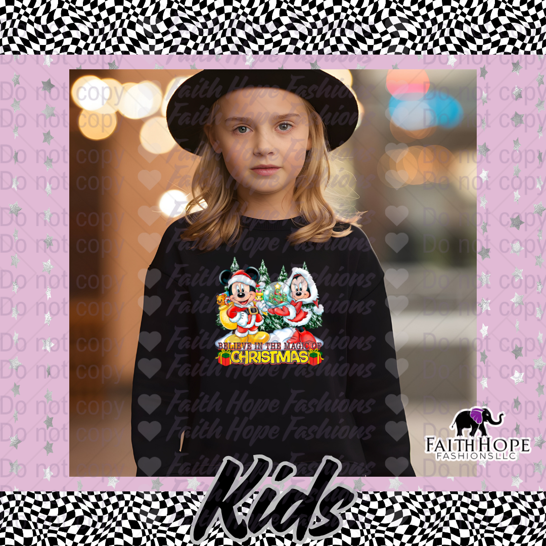 Believe In The Magic of Christmas Mouses Kids Sweater