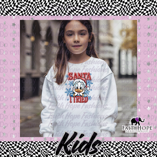 Santa I Tried Duck Kids Sweater