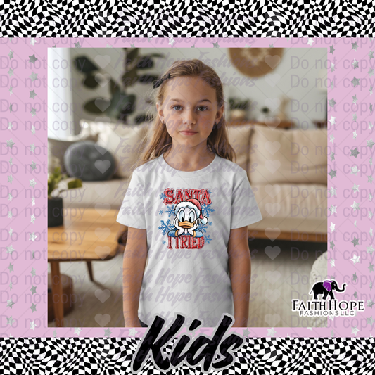 Santa I Tried Duck Kids Shirt