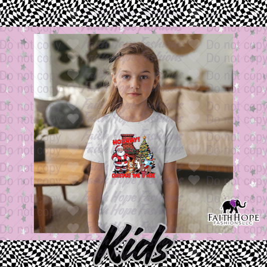 Hooray Christmas Blue Dog Kids Shirt