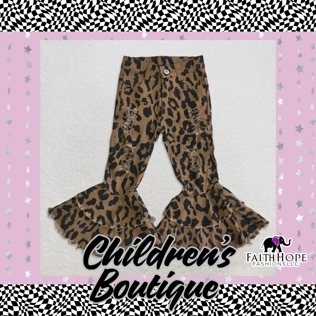 Leopard Bell Bottoms Children Pants