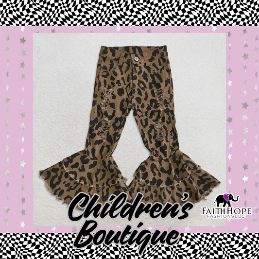 Leopard Bell Bottoms Children Pants