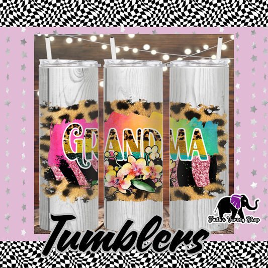 Leopard and Floral Grandma 20oz Tumbler