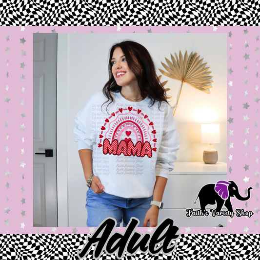 Mama Rainbow Hearts Adult Sweater