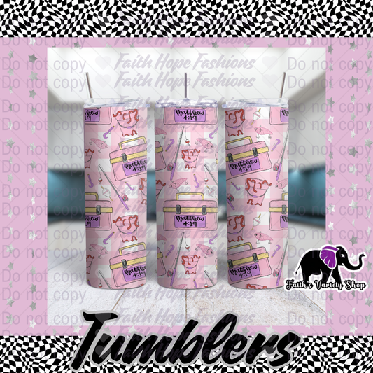 Matt 4:19 Pink Fishing 20oz Tumbler