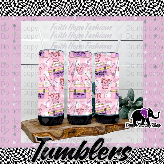 Matt 4:19 Pink Fishing Bluetooth Tumbler