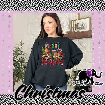 Merry Christmas Gingy Truck Adult Sweater