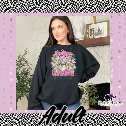 Merry Christmas Gnome Brushstroke Adult Sweater