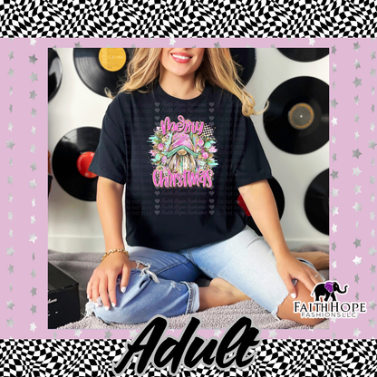 Merry Christmas Gnome Brushstroke Adult Shirt