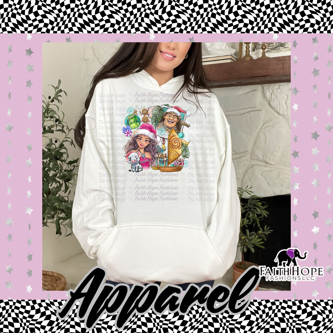 Moana Christmas Polaroid Adult Hoodie
