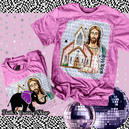 He is Risen Church and Jesus Bleached Shirt