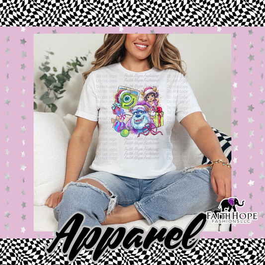 Monsters Inc Christmas Polaroid Adult Shirt