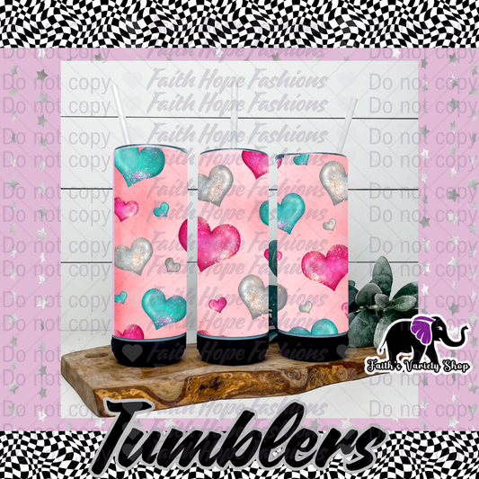 Multi Color Heart Pink Bluetooth Tumbler