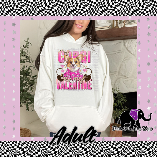 My Corgi Is My Valentine Adult Hoodie