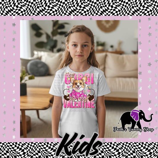 My Corgi Is My Valentine Kids T Shirt