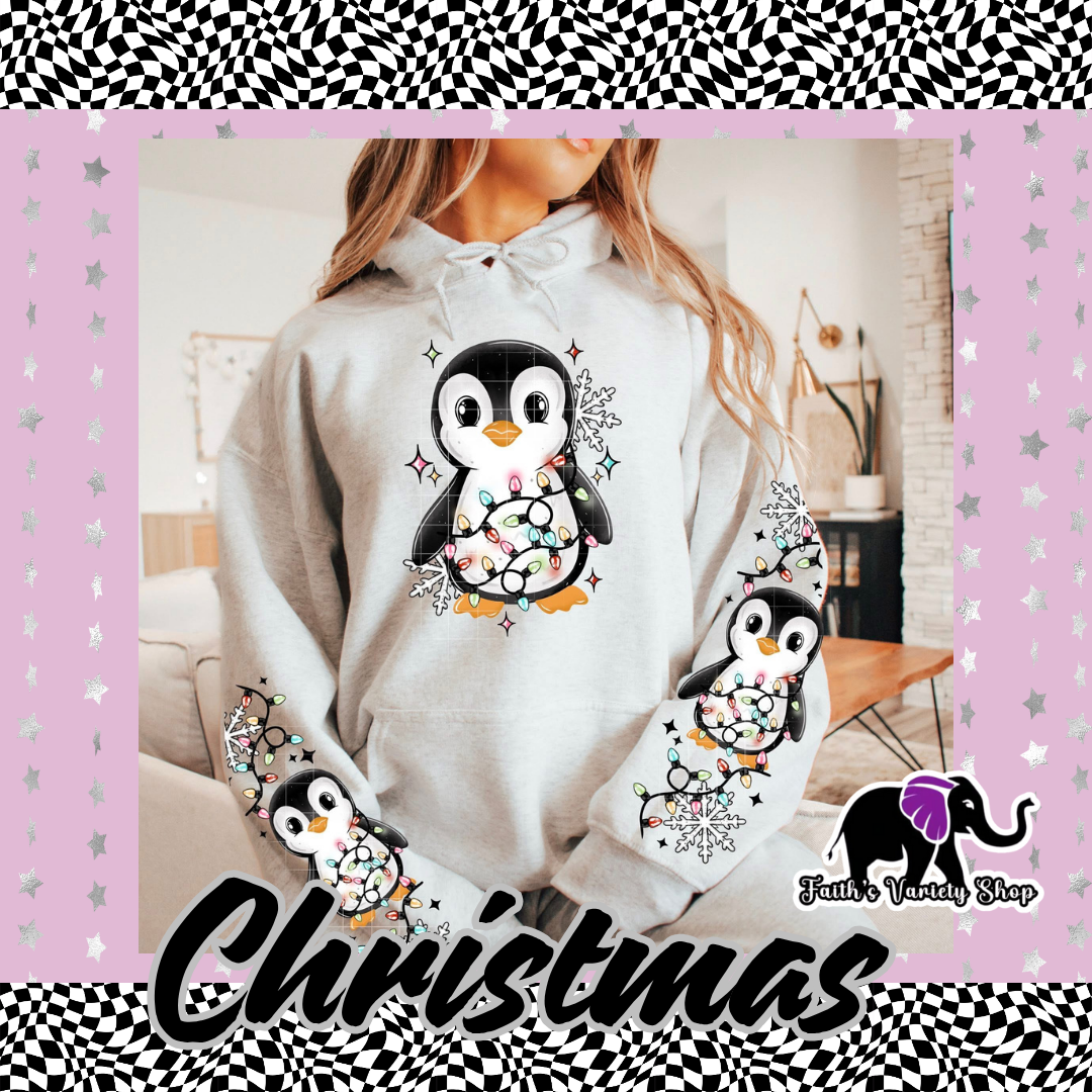 Penguin Lights and Sleeves Hoodie