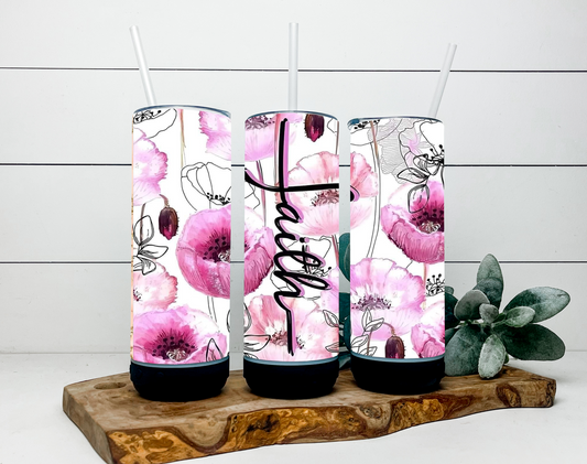 Pink Floral Faith Drinkware