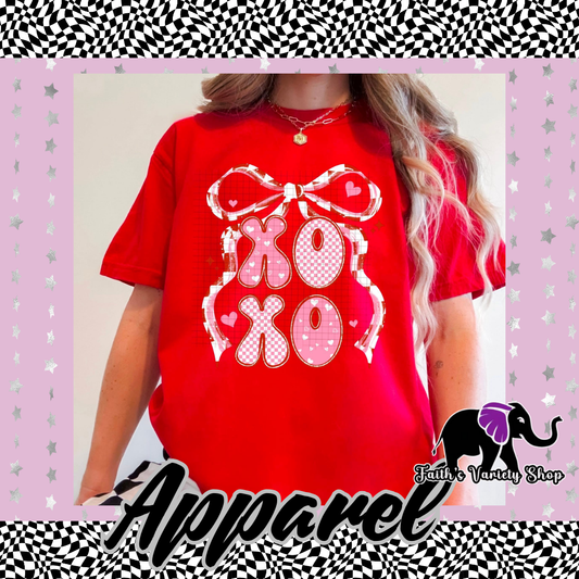 Pink XoXo Bow Adult Shirt