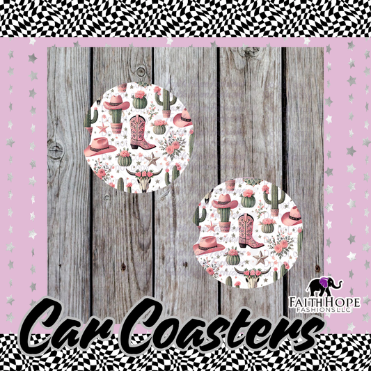 Pink Western Car Coasters