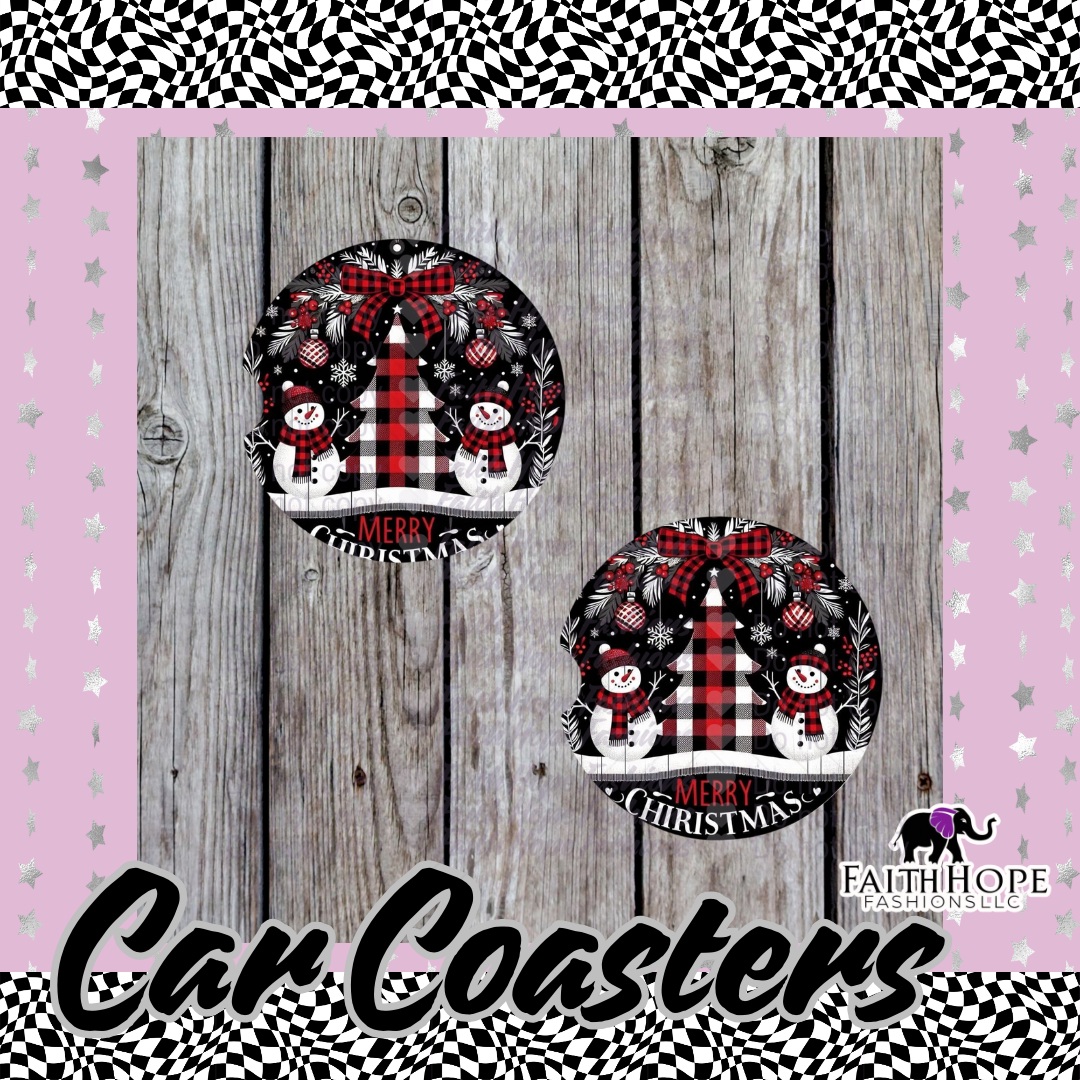 Plaid Christmas Car Coasters