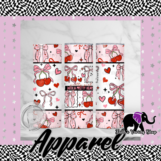 Pretty Girl With A Pretty Heart Cherry and Bow 20oz Tumbler