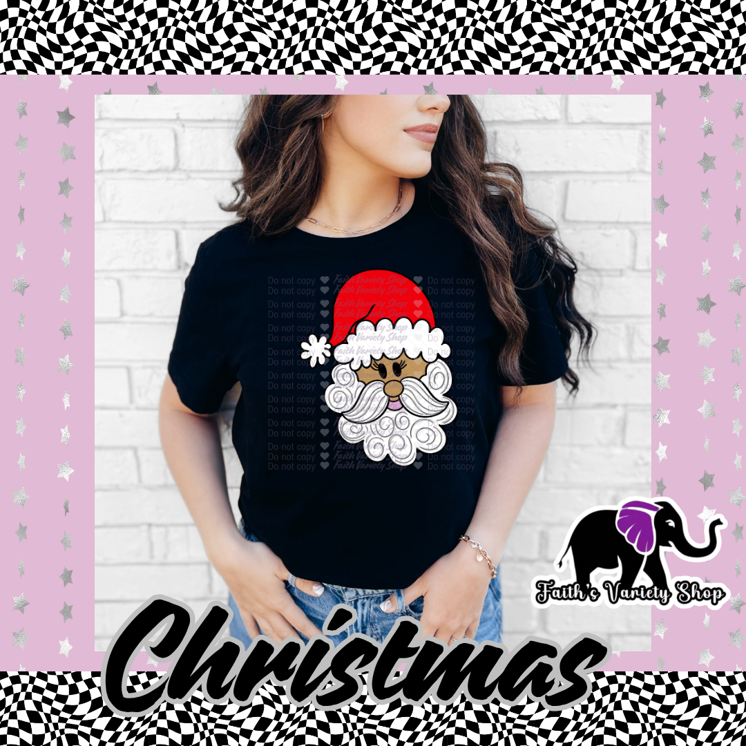 Red Hat Santa Adult T Shirt