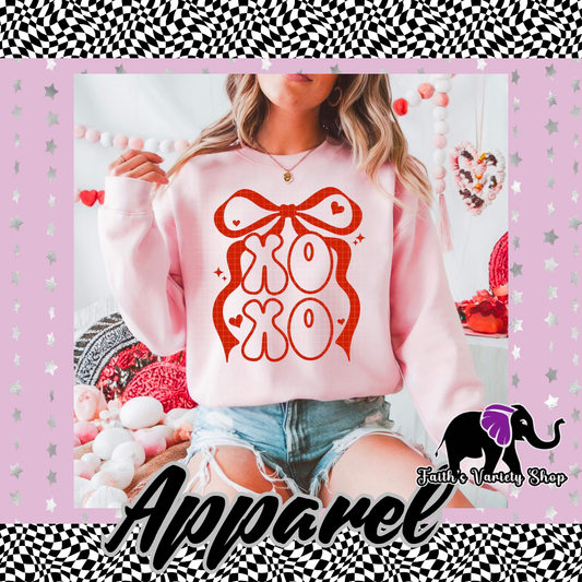 Red Xoxo Bow Adult Sweater