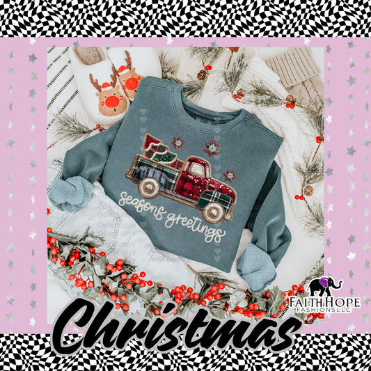 Seasons Greetings Truck Adult Shirt