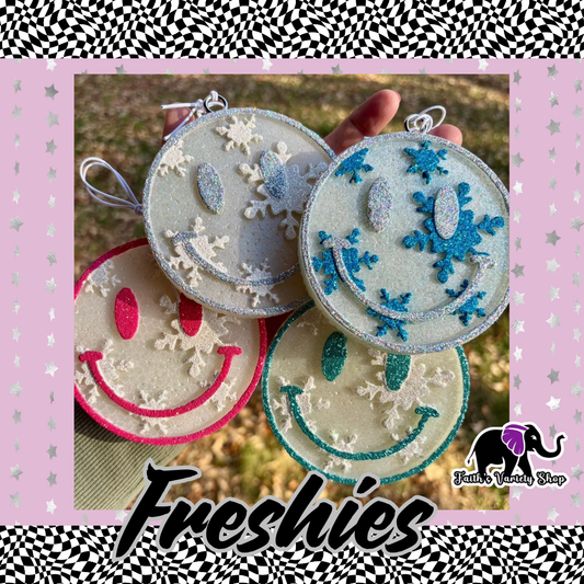 Smiley Face with Snowflakes Freshie