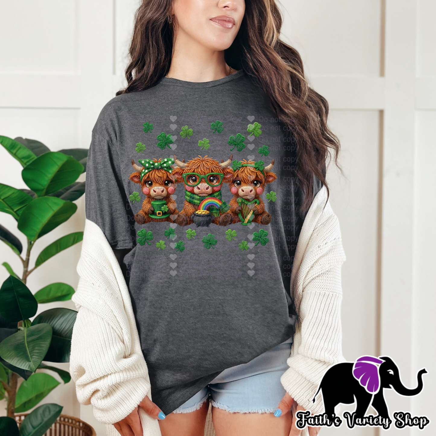 St Patty Trio Cow Faux Yarn Apparel