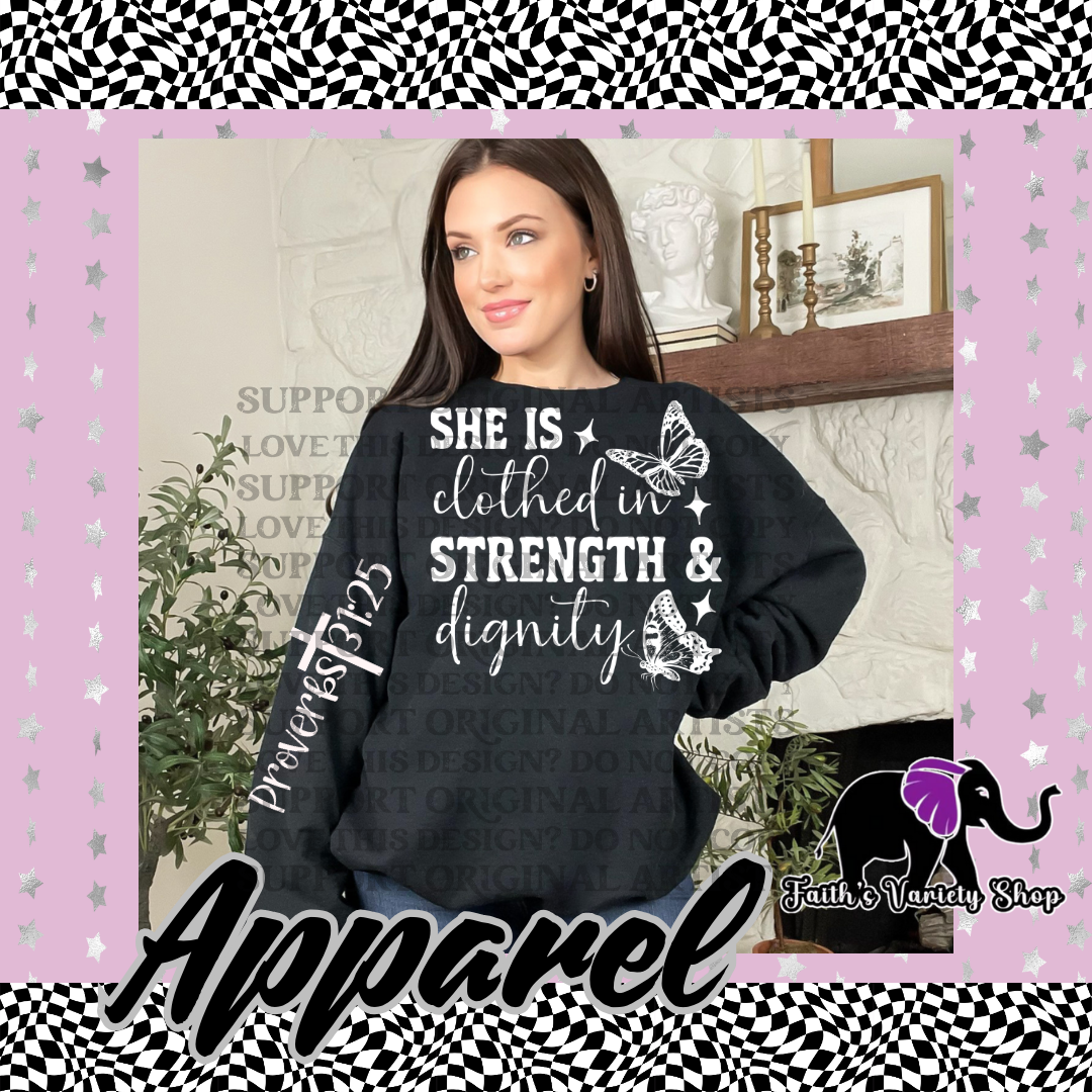 Strength And Dignity Butterfly Adult Sweater