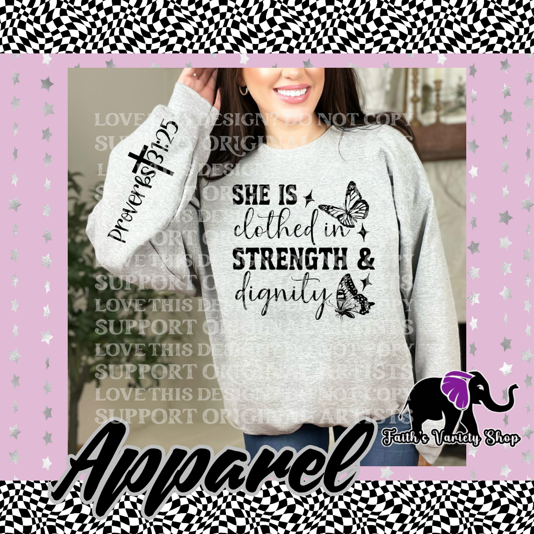 Strength And Dignity Butterfly Adult Sweater