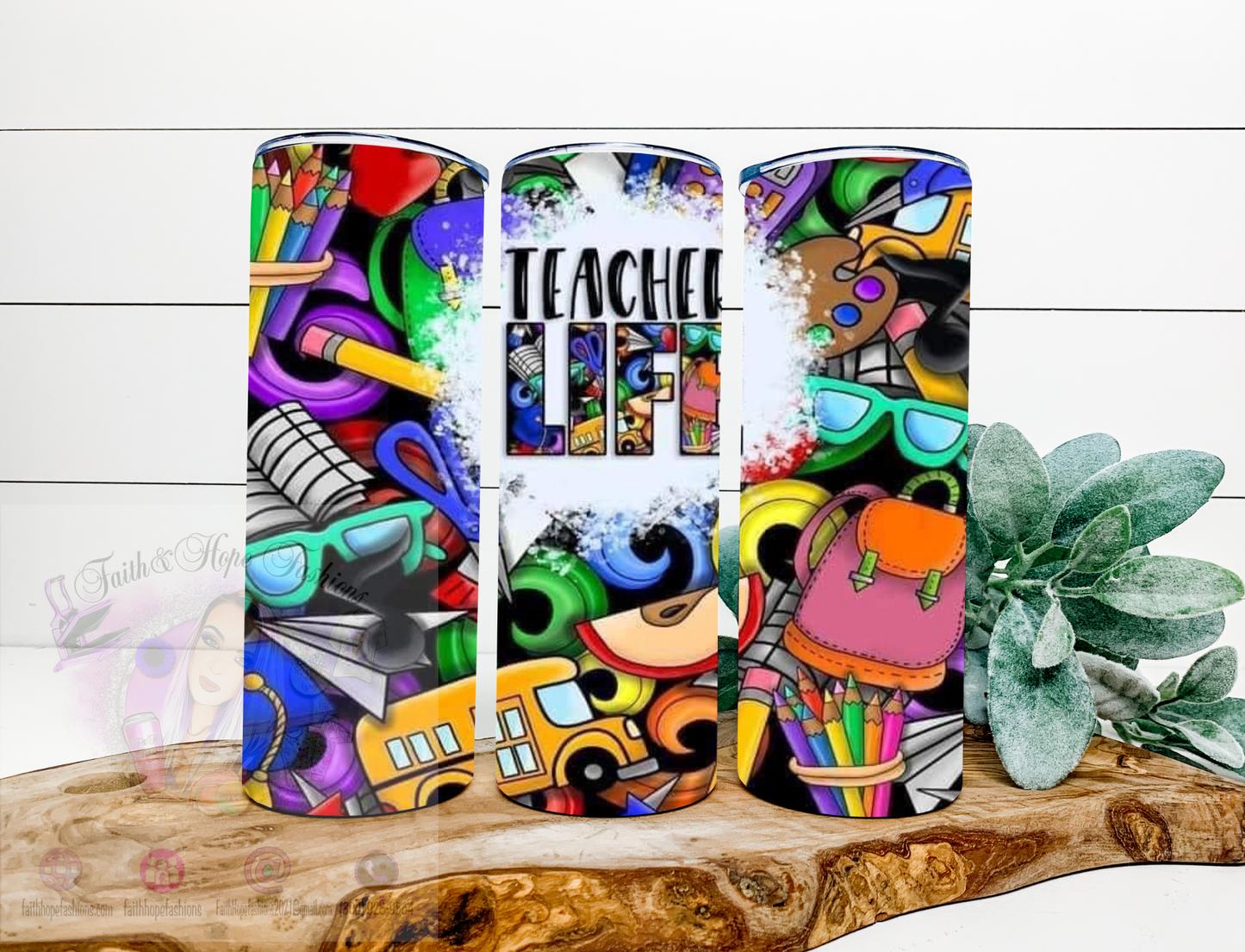 Teacher Life Collage Drinkware Bulk