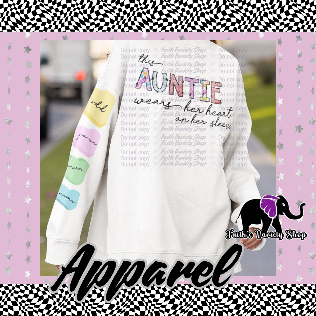 This Auntie Wears Her Heart On Her Sleeve Adult Sweater