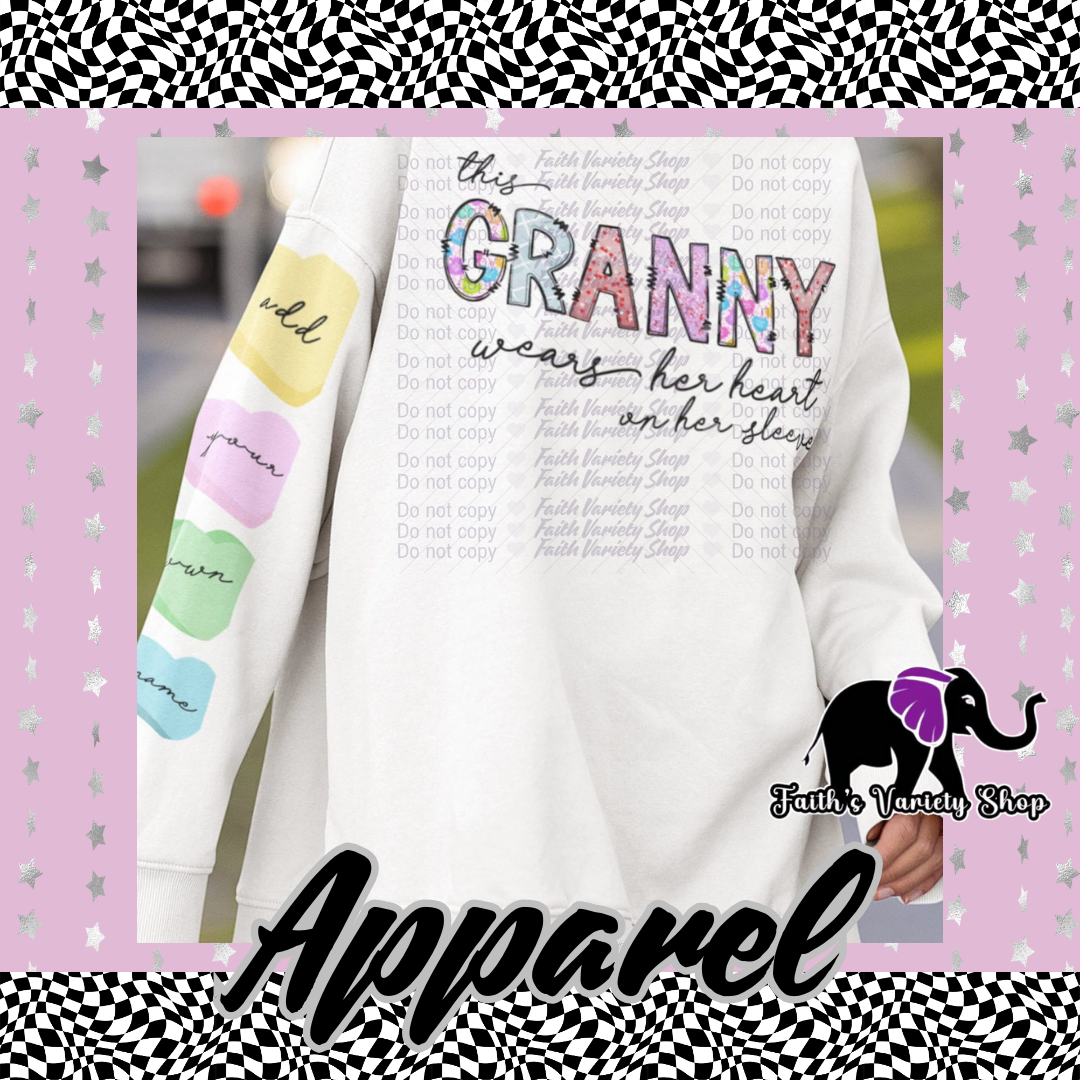 This Granny Wears Her Heart On Her Sleeve Adult Sweater