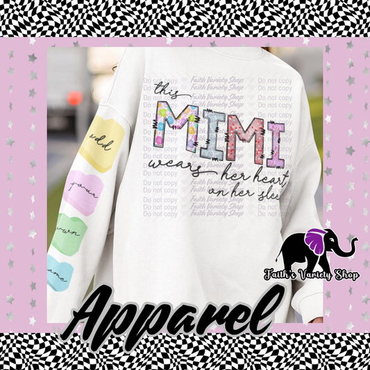 This Mimi Wears Her Heart On Her Sleeve Adult Sweater