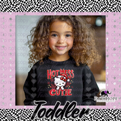 Christmas Hot Mess Cutie Cat Toddler Sweater