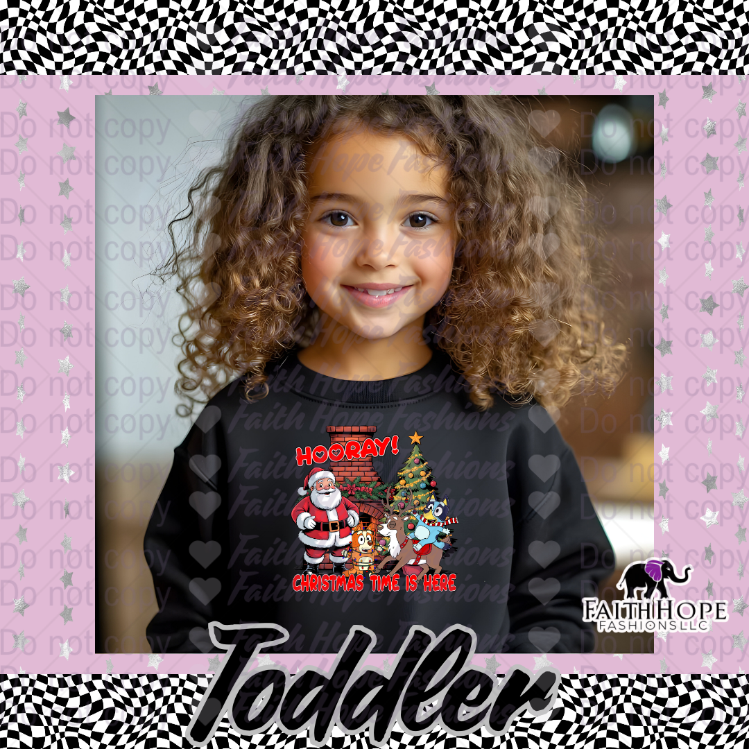 Hooray Christmas Blue Dog Toddler Sweater