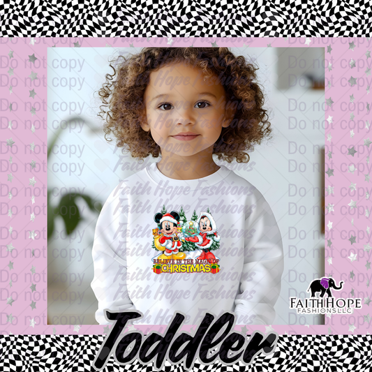 Believe In The Magic of Christmas Mouses Toddler Sweater