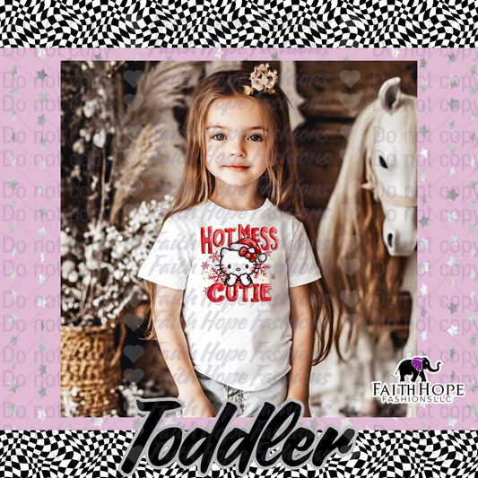 Christmas Hot Mess Cutie Cat Toddler Shirt