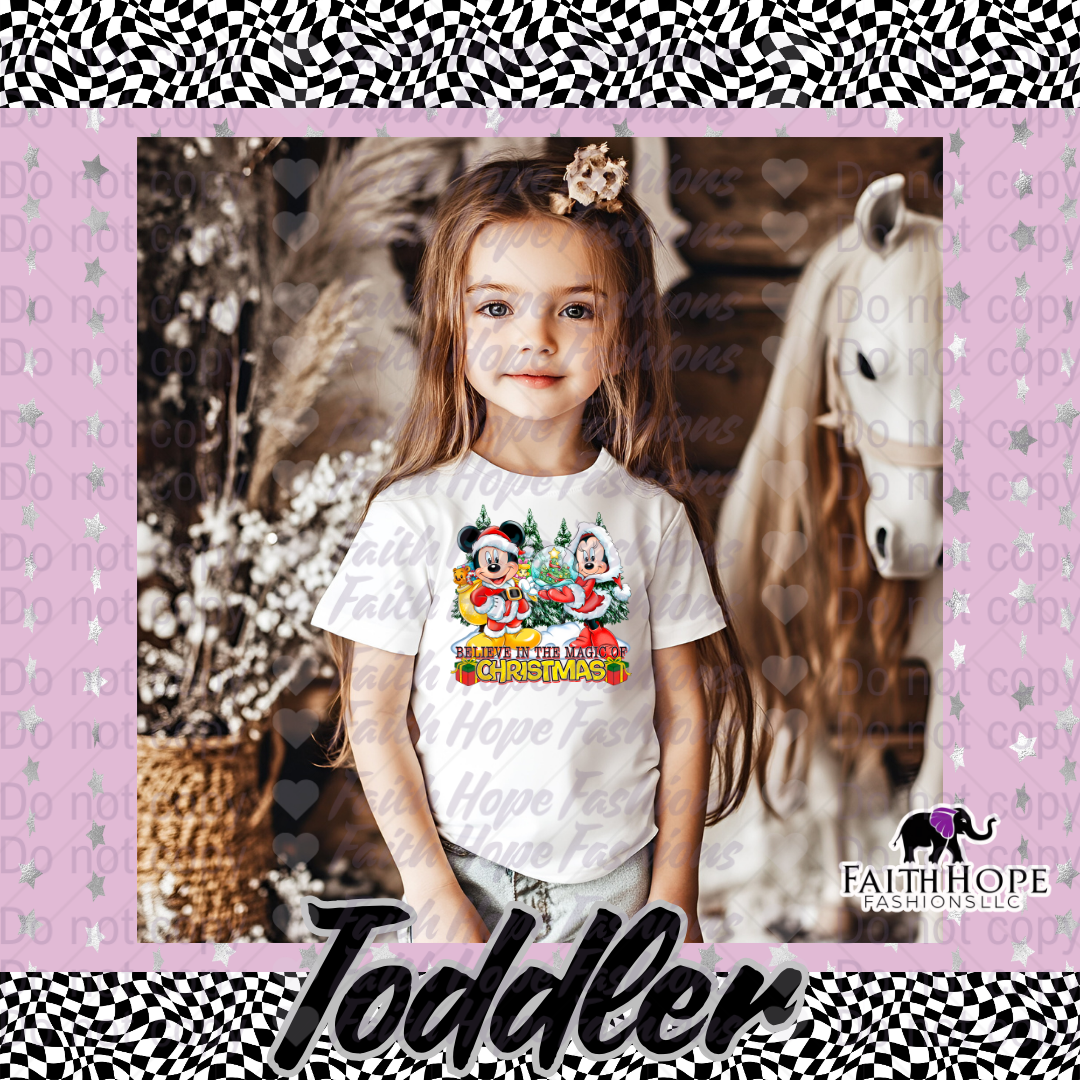 Believe In The Magic of Christmas Mouses Toddler Shirt