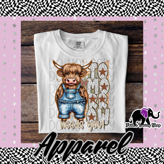 Tomorrow Needs You Highland Cow Adult Shirt